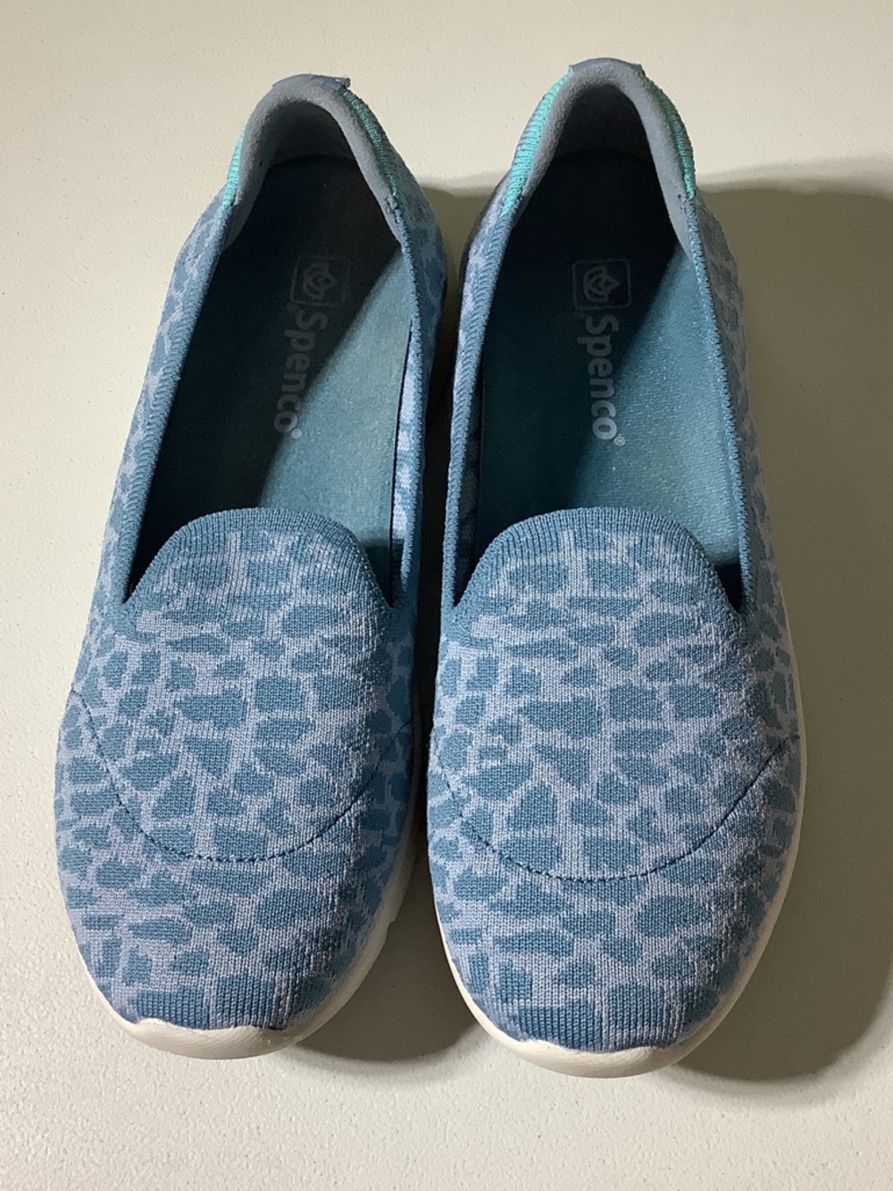 Spence blue print slip ons, size 9.5